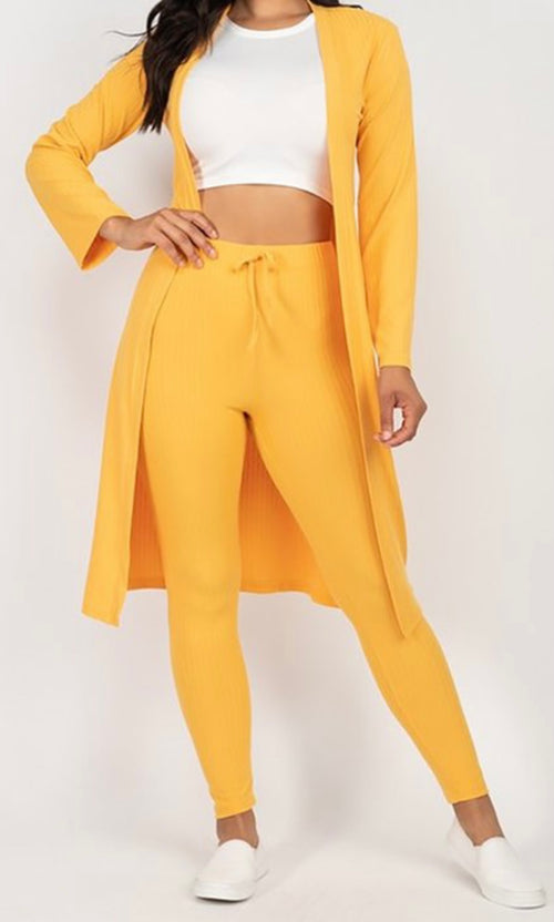 Mustard Yellow Long Sleeve 2 Piece Pants Set