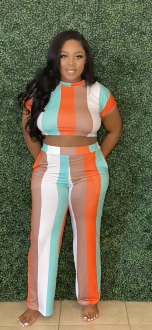 “Caramel Mint” 2 Piece Pants Set