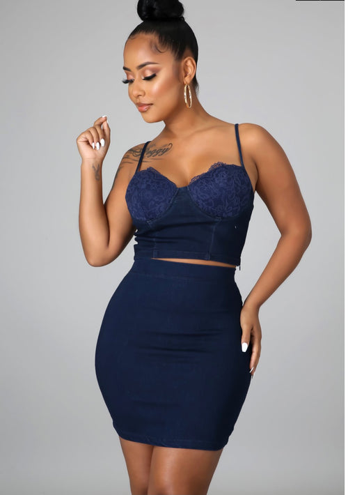 Denim Skirt Set